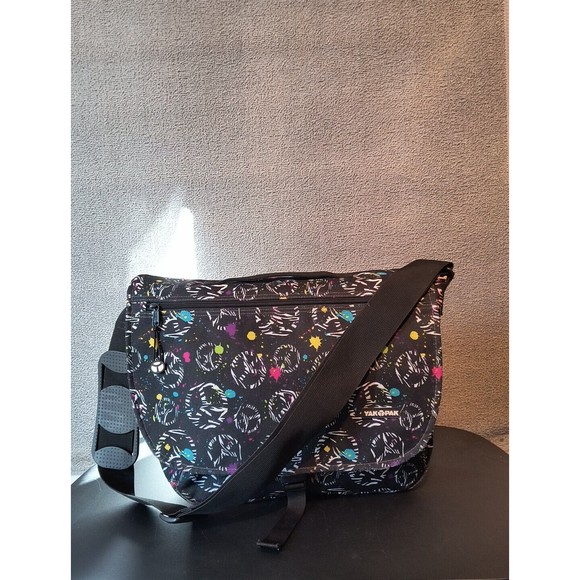 Yak Pak Crossbody Messenger Bag Peace Signs Multicolored Waterproof Canvas - Picture 1 of 9